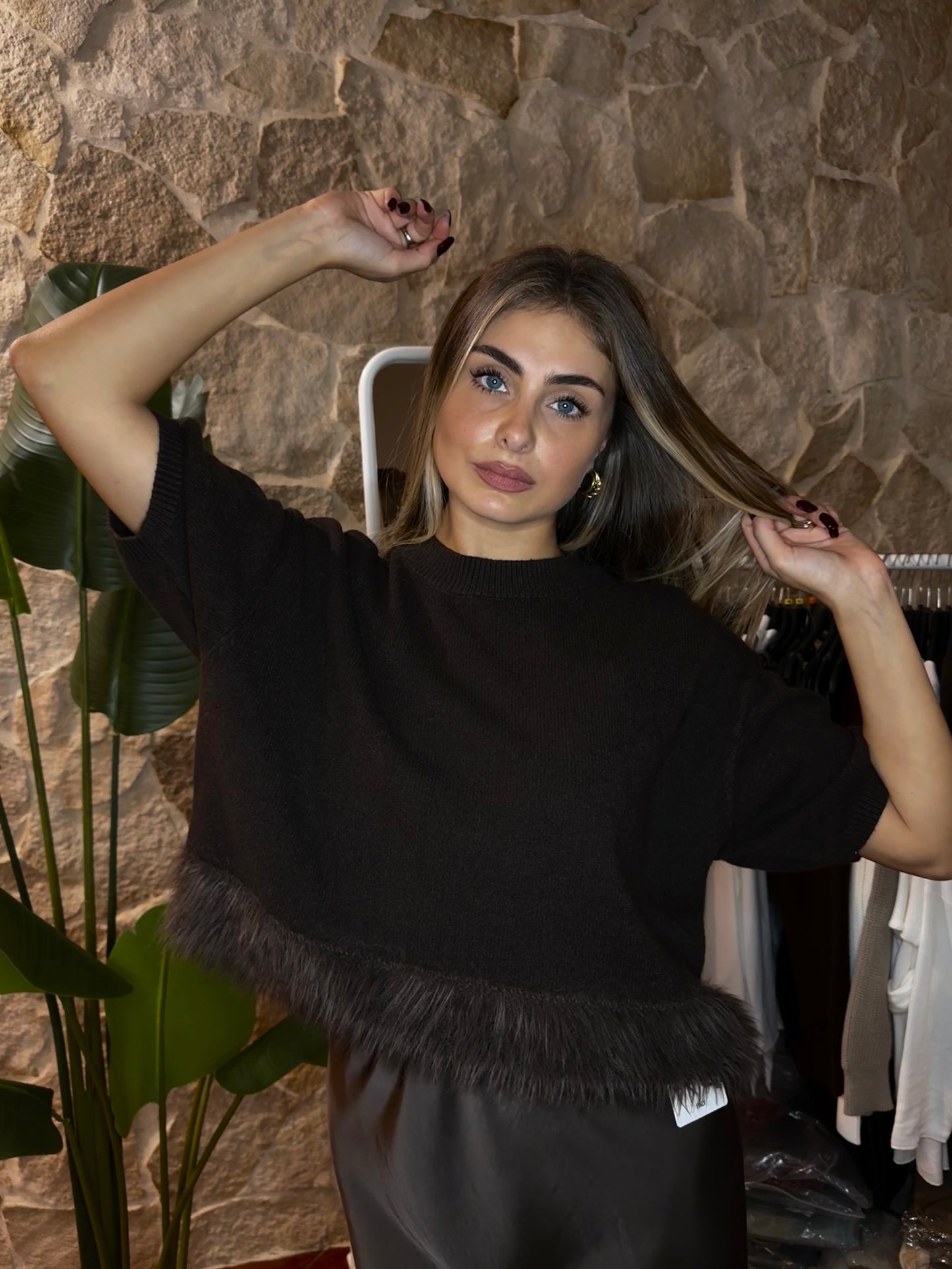 Maglione con pelliccia