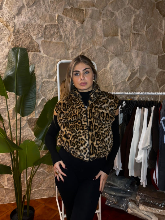 Gilet Pelliccia Leopard