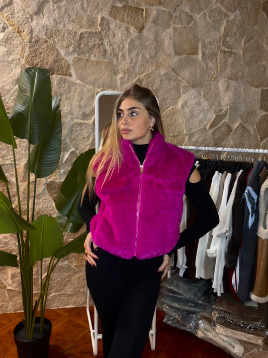 Gilet pelliccia Fucsia